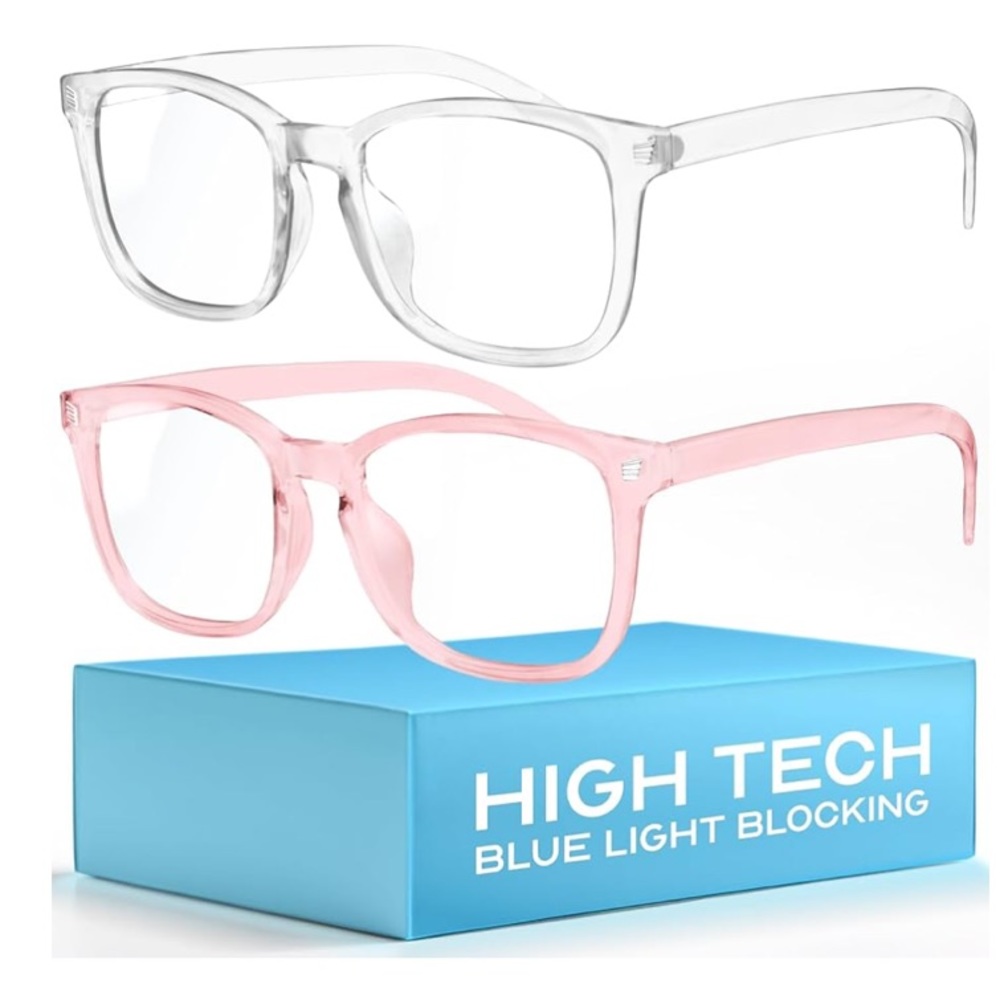 Blue Light Blocking Glasses (clear and pink)